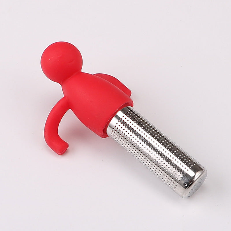Creative Silicone Tea Strainer Tea Tool Stainless Steel 304 Tea Drain Cute Little Person Tea Dregs Lazy Person Tea Maker