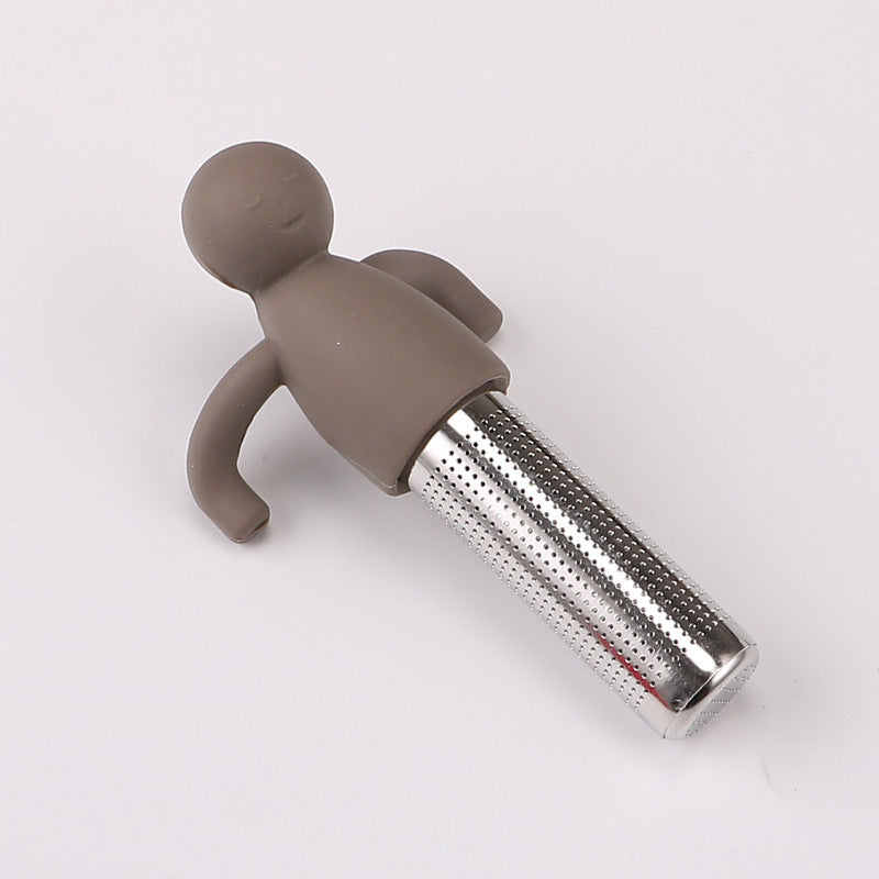 Creative Silicone Tea Strainer Tea Tool Stainless Steel 304 Tea Drain Cute Little Person Tea Dregs Lazy Person Tea Maker