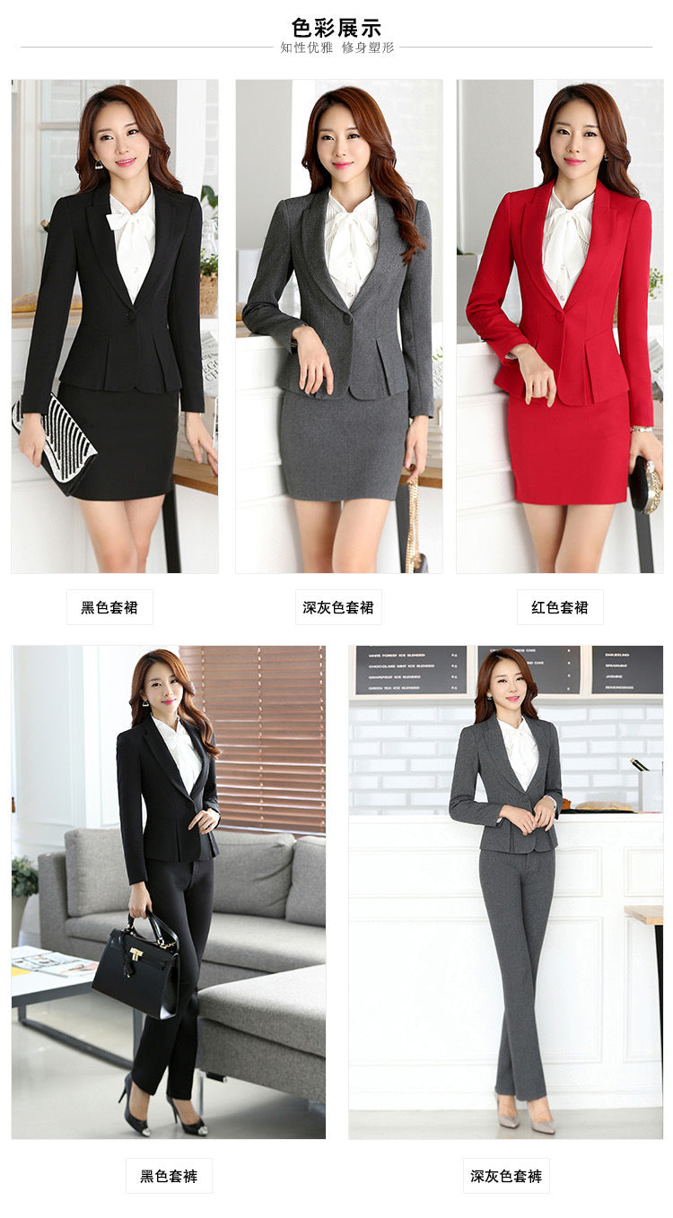 2024 Autumn Professional suit Women's Long Sleeve OL Suit suit Women's Dress Interview Wrinkle-resistant Non-iron Work Clothes ol
