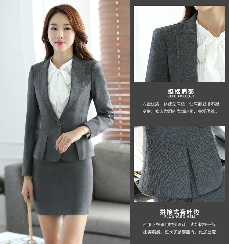 2024 Autumn Professional suit Women's Long Sleeve OL Suit suit Women's Dress Interview Wrinkle-resistant Non-iron Work Clothes ol