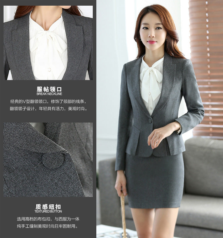 2024 Autumn Professional suit Women's Long Sleeve OL Suit suit Women's Dress Interview Wrinkle-resistant Non-iron Work Clothes ol