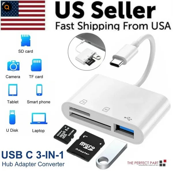 USB-C 3-in-1 Hub Adapter with SD Card Reader