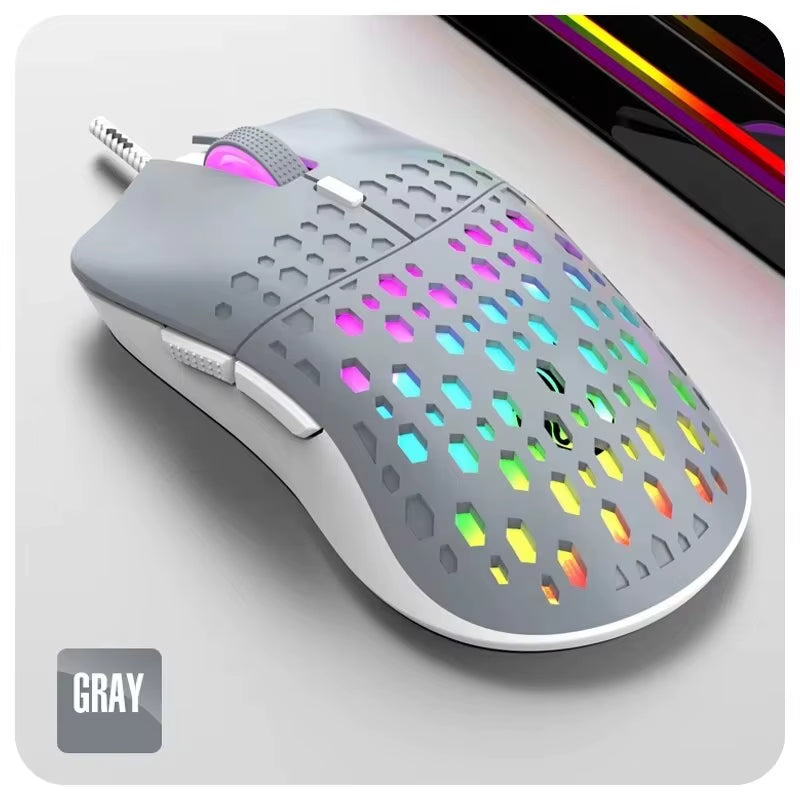 G701 Wired 6 Keys Mouse Colorful Lighting Gaming and Office for Microsoft Windows and Apple IOS System