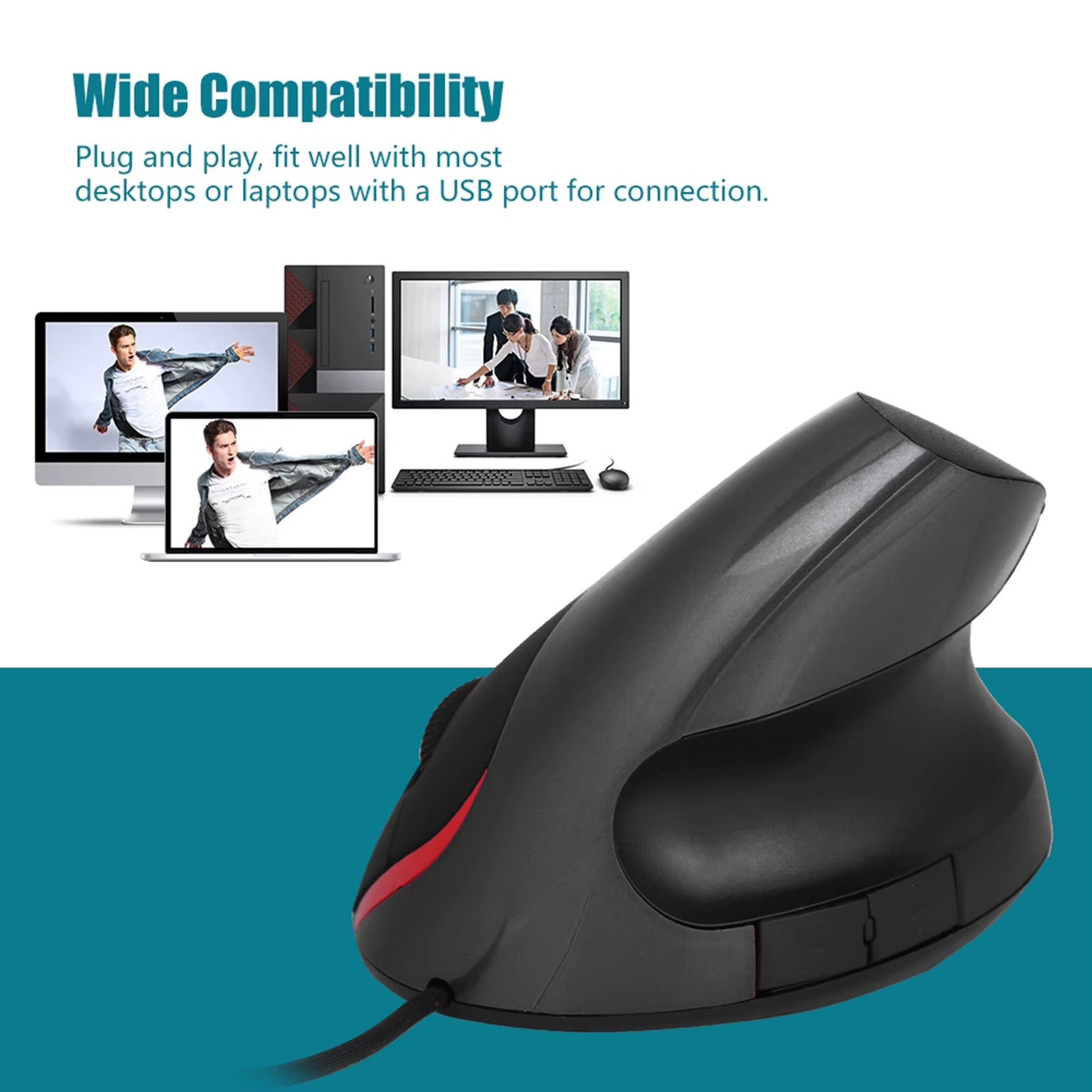 1600DPI USB Vertical Wired Mouse Ergonomic Design Wrist Rest Gaming Mice for PC Laptop Mouse Mouse for Laptop Mouse for Computer