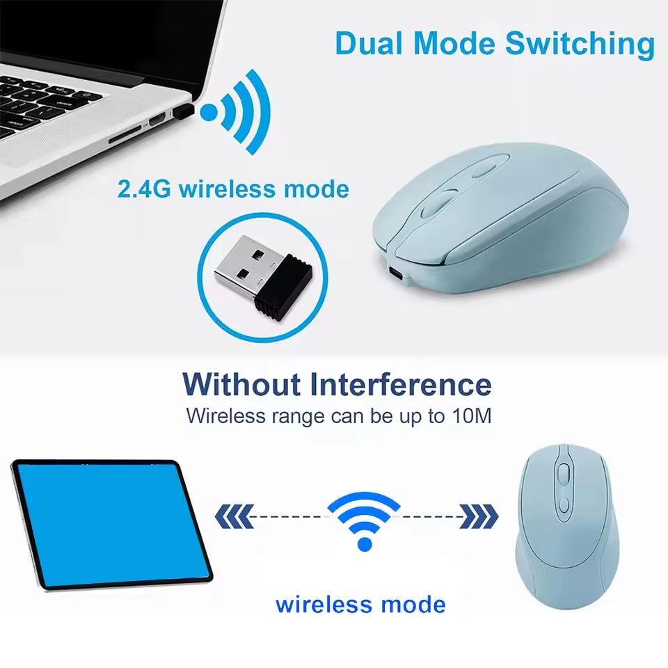 Rechargeable Wireless Computer Mouse 2.4G Bluetooth-Compatible Wireless Mouse USB Silent Gamer Mice for PC Laptop Macbook Tablet