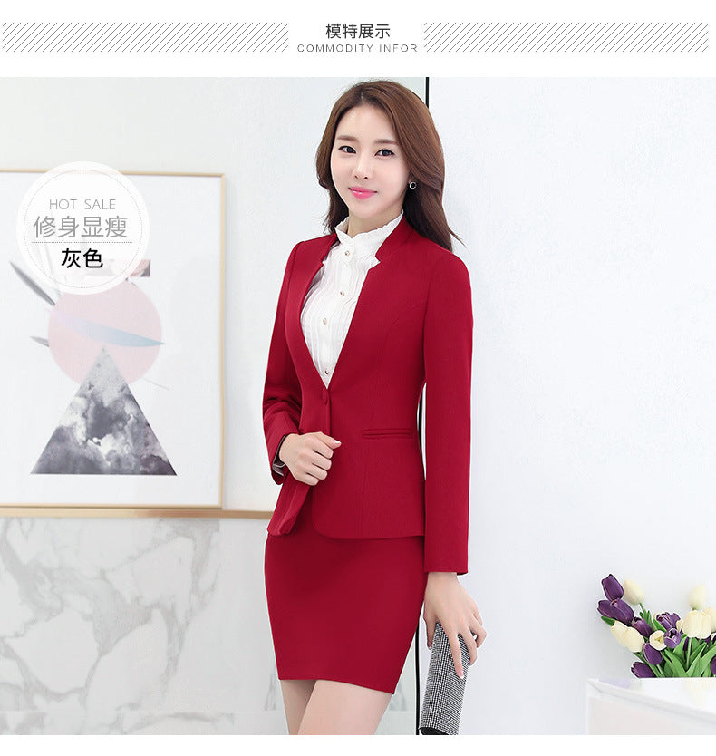 Business Wear Women's Autumn Long-sleeved OL Business suit Pants Slim-fit Interview Dress Overalls Three-piece Set