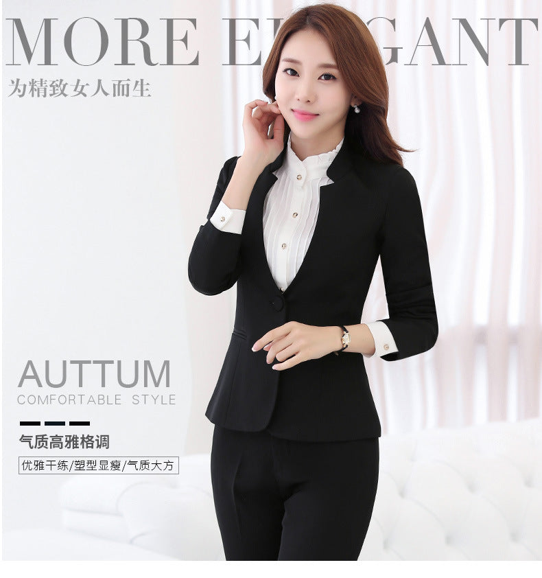 Business Wear Women's Autumn Long-sleeved OL Business suit Pants Slim-fit Interview Dress Overalls Three-piece Set