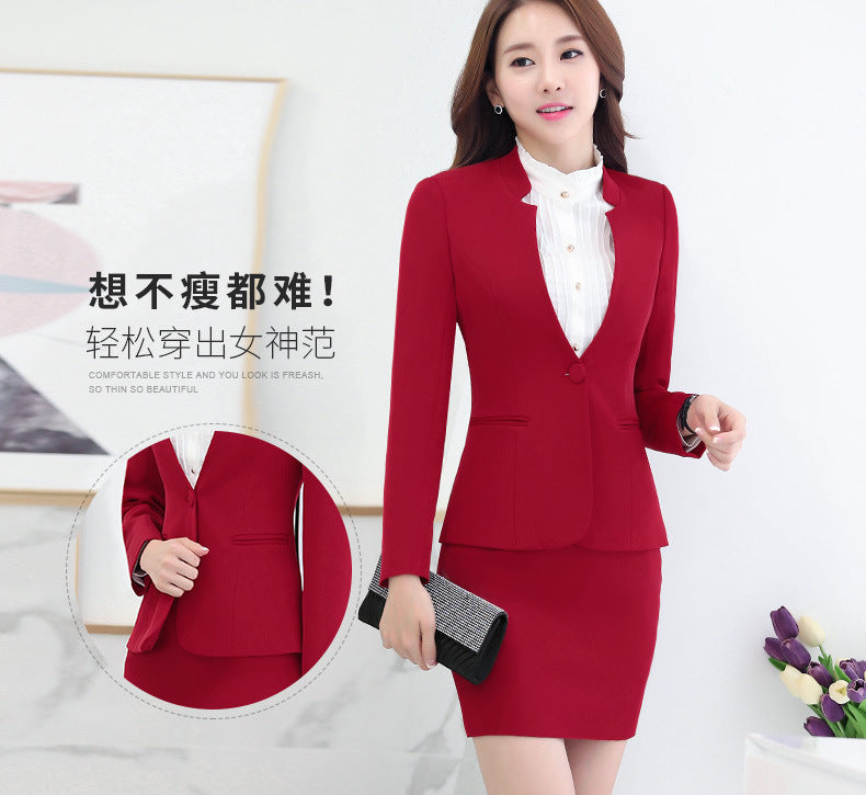 Business Wear Women's Autumn Long-sleeved OL Business suit Pants Slim-fit Interview Dress Overalls Three-piece Set