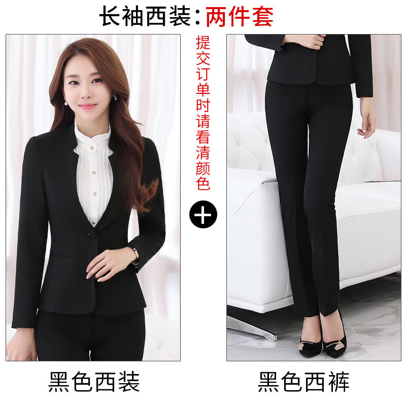 Business Wear Women's Autumn Long-sleeved OL Business suit Pants Slim-fit Interview Dress Overalls Three-piece Set