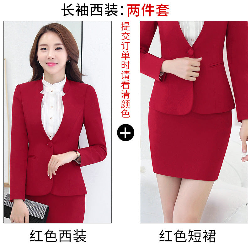 Business Wear Women's Autumn Long-sleeved OL Business suit Pants Slim-fit Interview Dress Overalls Three-piece Set