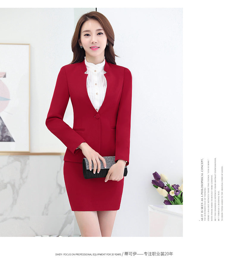 Business Wear Women's Autumn Long-sleeved OL Business suit Pants Slim-fit Interview Dress Overalls Three-piece Set