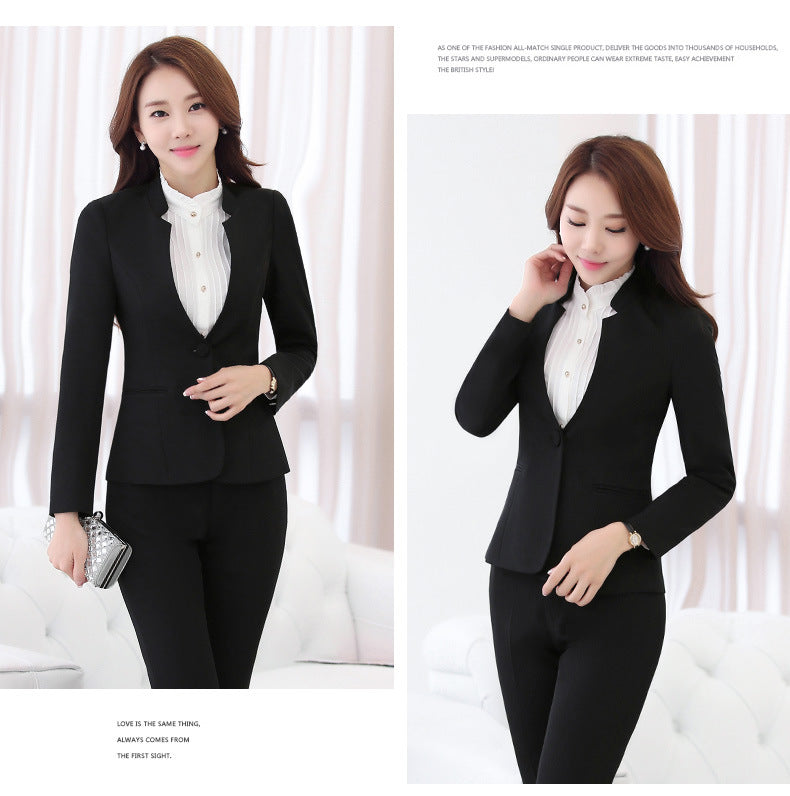 Business Wear Women's Autumn Long-sleeved OL Business suit Pants Slim-fit Interview Dress Overalls Three-piece Set
