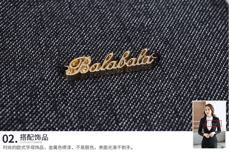 Autumn Wrinkle-Free Business Attire Women's Suit Long-Sleeved Ol Stand-Up Collar Suit Pants Hotel Sales Front Desk Work Uniform