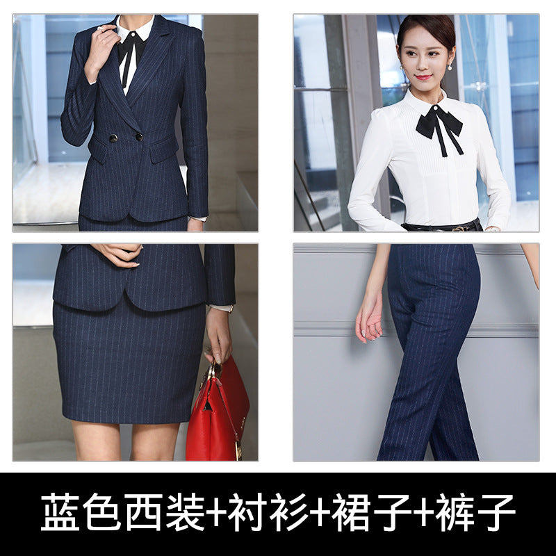 Processing men's and women's business wear women's suit suit long sleeve slim beauty salon women's work clothes wholesale bank Korean version