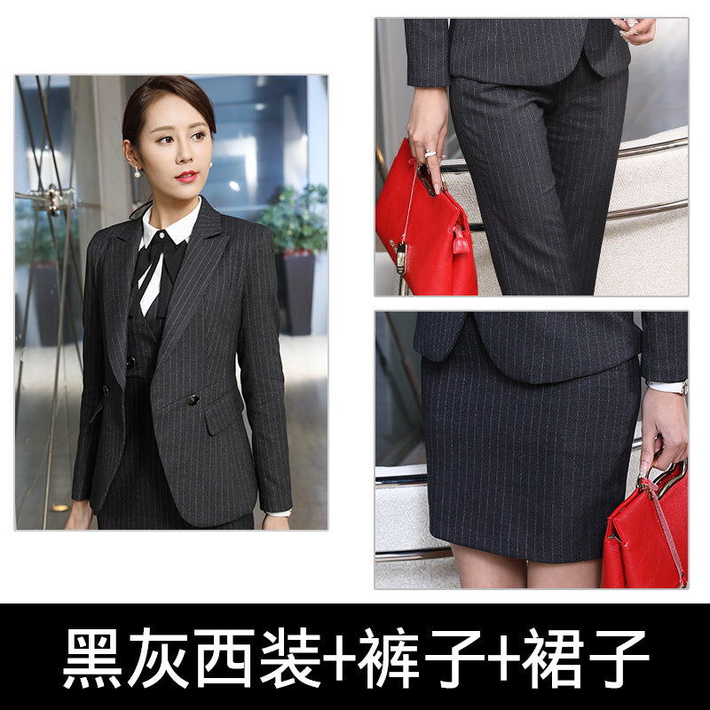 Processing men's and women's business wear women's suit suit long sleeve slim beauty salon women's work clothes wholesale bank Korean version