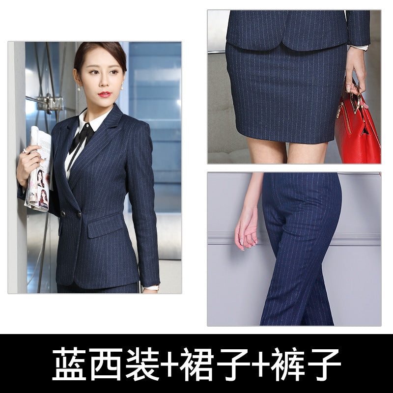 Processing men's and women's business wear women's suit suit long sleeve slim beauty salon women's work clothes wholesale bank Korean version