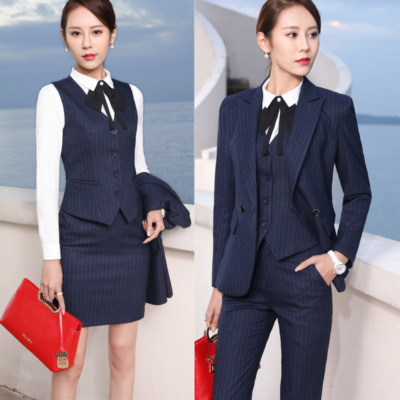 Processing men's and women's business wear women's suit suit long sleeve slim beauty salon women's work clothes wholesale bank Korean version