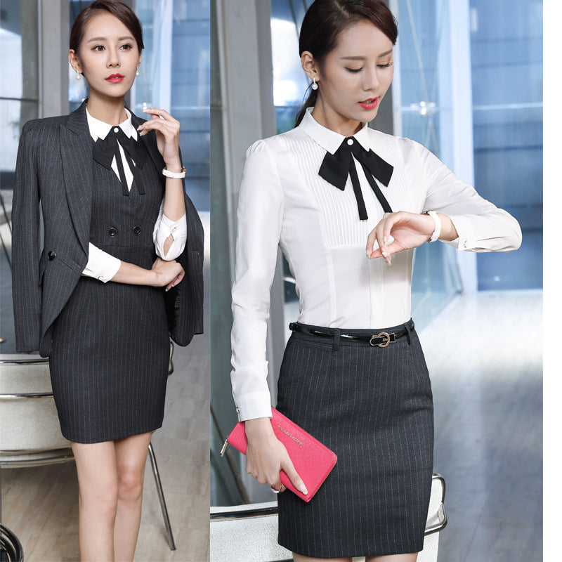 Processing men's and women's business wear women's suit suit long sleeve slim beauty salon women's work clothes wholesale bank Korean version