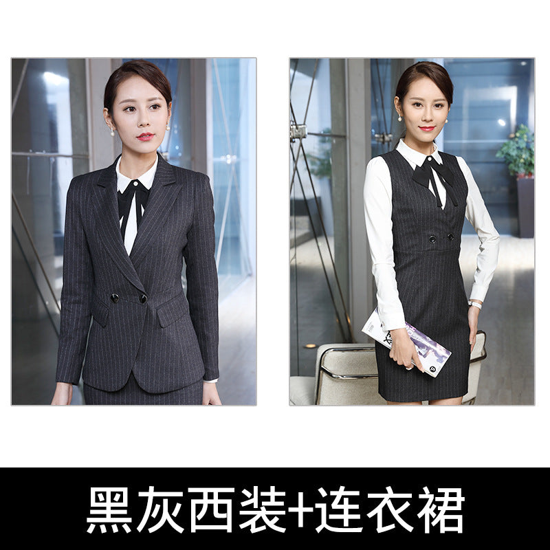 Processing men's and women's business wear women's suit suit long sleeve slim beauty salon women's work clothes wholesale bank Korean version