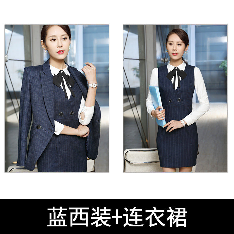 Processing men's and women's business wear women's suit suit long sleeve slim beauty salon women's work clothes wholesale bank Korean version