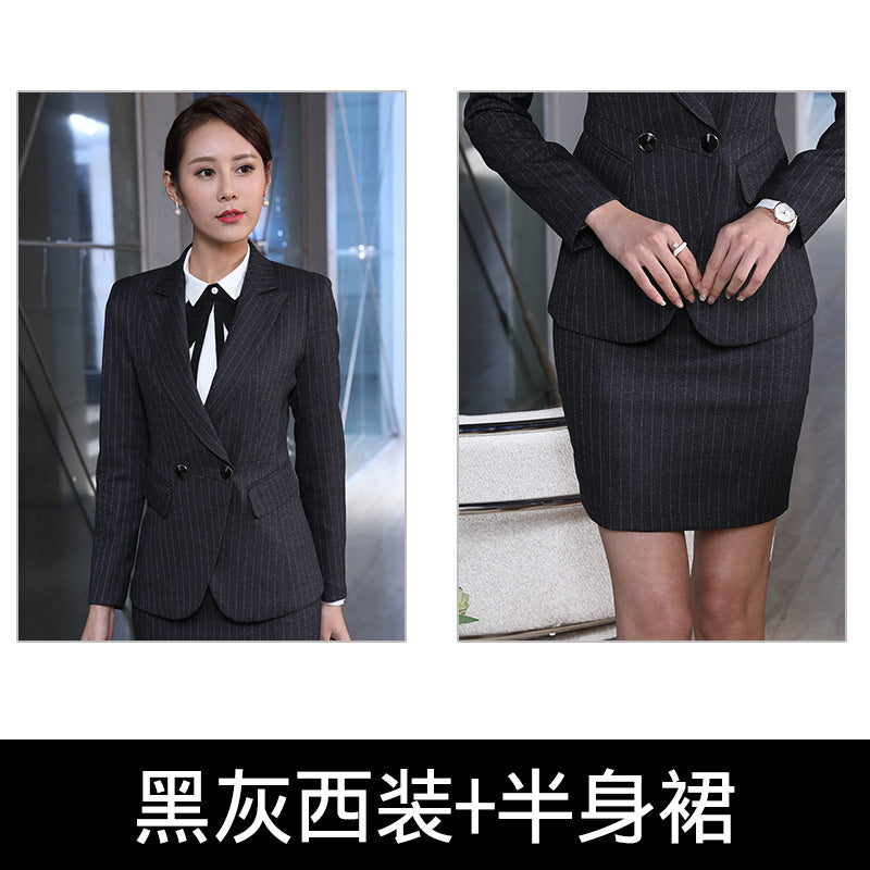 Processing men's and women's business wear women's suit suit long sleeve slim beauty salon women's work clothes wholesale bank Korean version