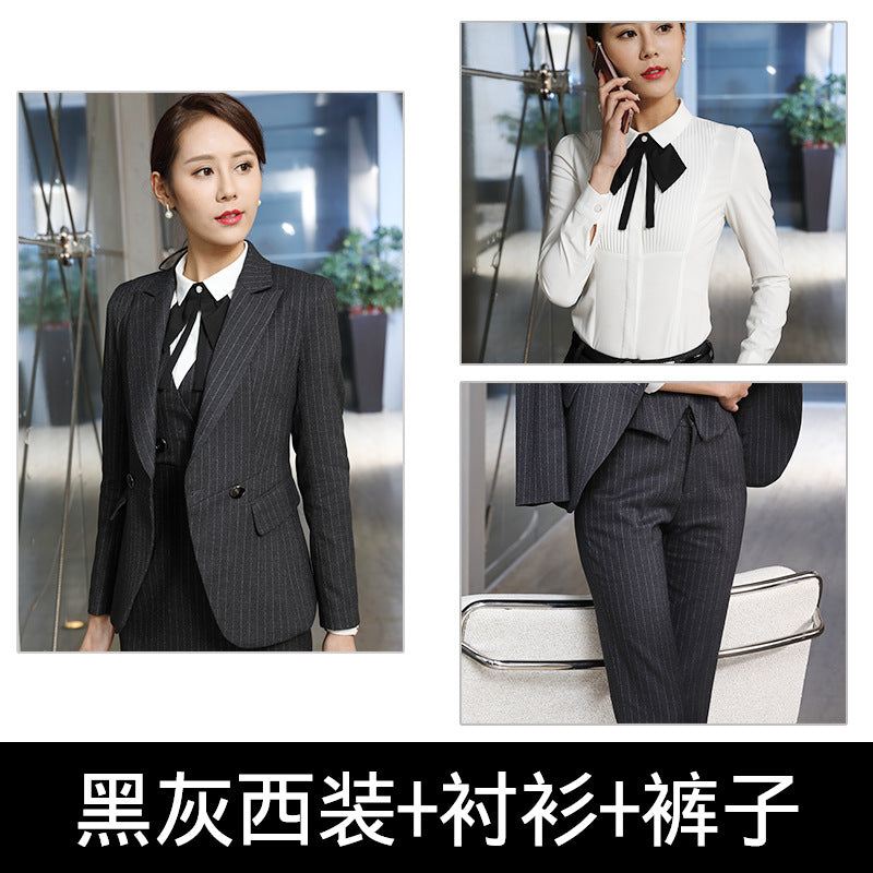 Processing men's and women's business wear women's suit suit long sleeve slim beauty salon women's work clothes wholesale bank Korean version