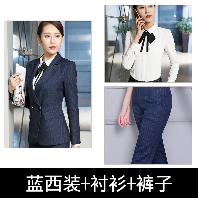 Processing men's and women's business wear women's suit suit long sleeve slim beauty salon women's work clothes wholesale bank Korean version