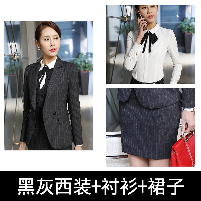 Processing men's and women's business wear women's suit suit long sleeve slim beauty salon women's work clothes wholesale bank Korean version