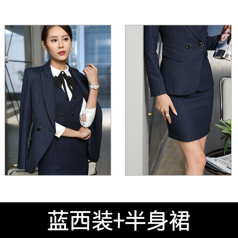 Processing men's and women's business wear women's suit suit long sleeve slim beauty salon women's work clothes wholesale bank Korean version
