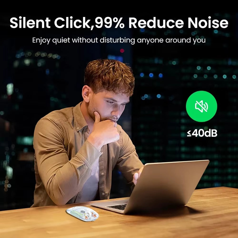 Dual Mode Bluetooth 5.2 Mouse 2.4G Wireless Mouse 500Mah Rechargeable Transparent Mouse 1600DPI Office Silent Mouse for Laptop