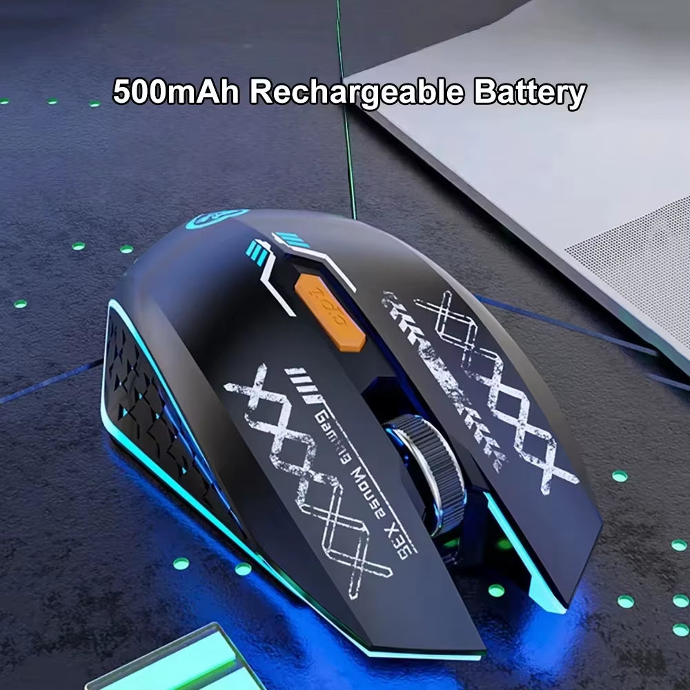 Dual-Mode Bluetooth Mouse 2.4G Wireless Mouse 6 Keys Backlight Rechargeable Gaming Mouse 1600DPI Optical Mouse for PC Laptop