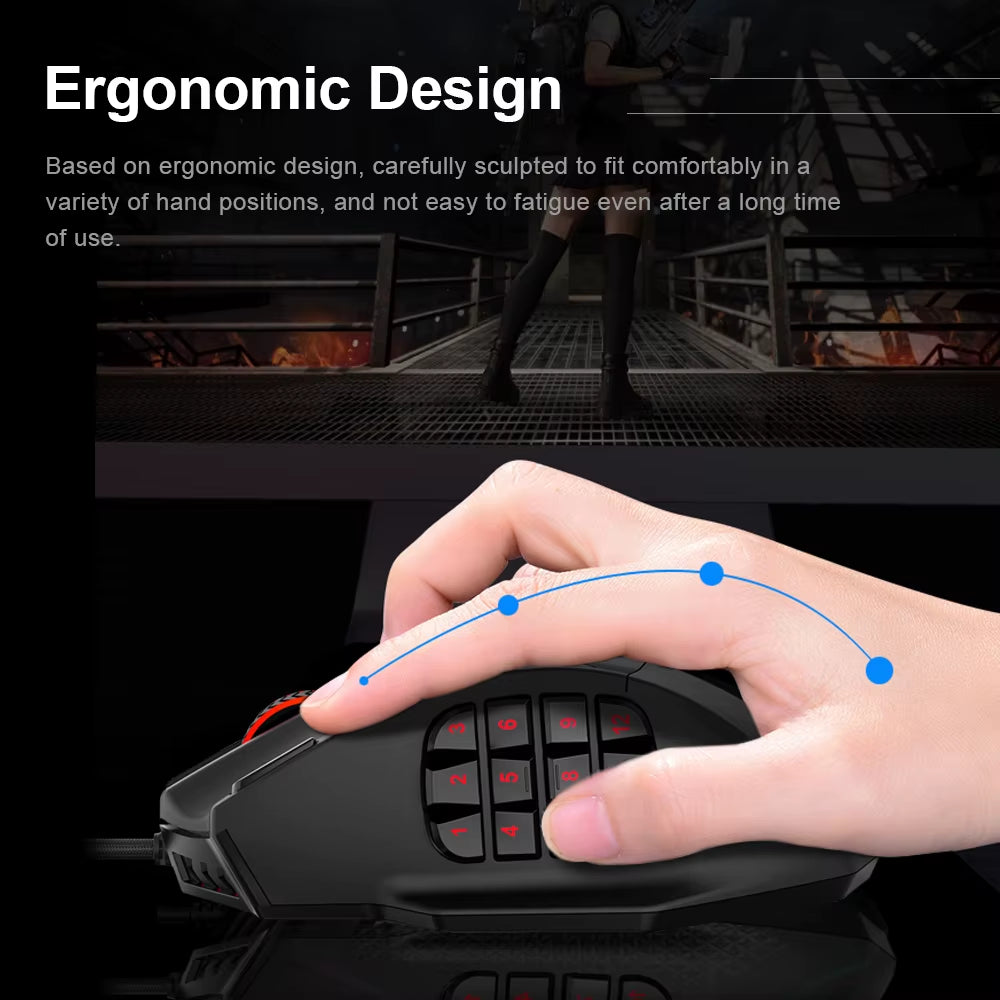 X-39 USB Wired RGB Gaming Mouse 24000 DPI SG8960 19 Buttons Programmable Game Optical Mice for Computer PC Laptop