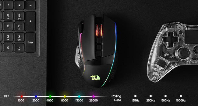 Redragon M991 Wireless Gaming Mouse 26000 DPI 9 Macro Buttons RGB