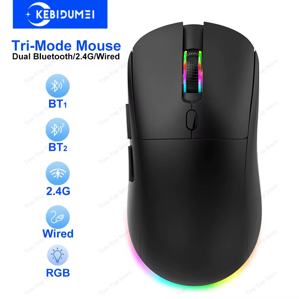 Dual Bluetooth 5.3 Mouse 2.4G Wireless Mouse USB Wired Mouse Tri-Mode RGB Gaming Mouse 6 Button 4800DPI for PC Laptop Tablet