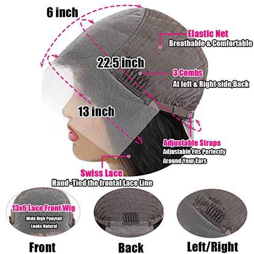 Glueless Wigs Human Hair Pre Plucked Human Hair Wigs for Black Women HD Body Wave Lace Front Wigs Human Hair 180 Density 13x6 Lace Front Wigs Human Hair Pre Plucked 10A long black wig 22 Inch