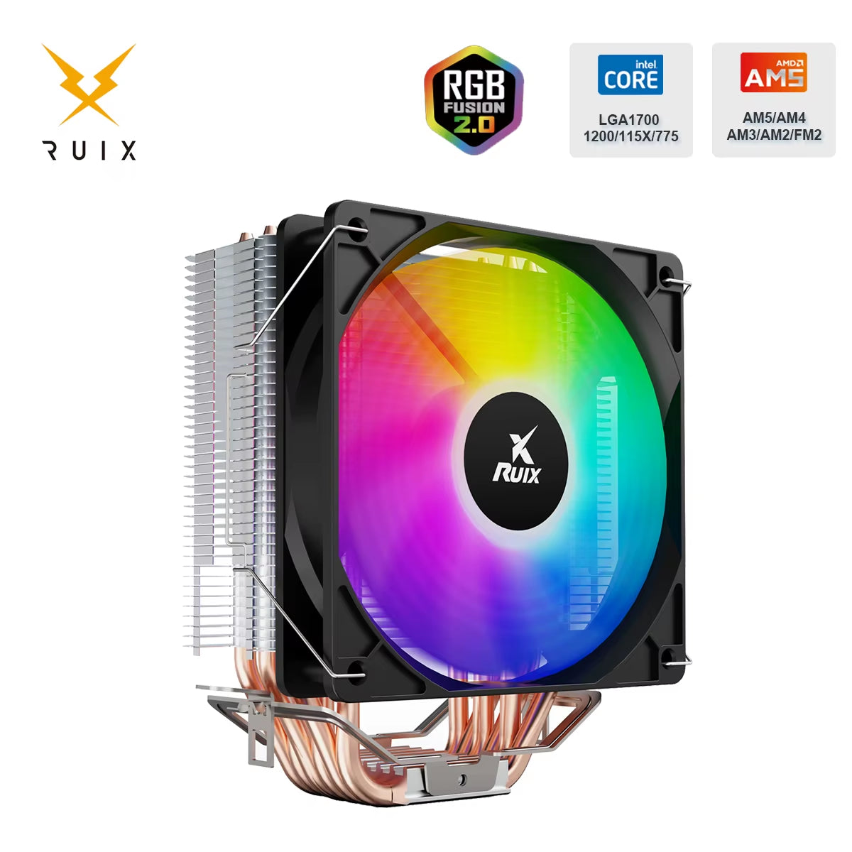X6000 Pure Copper CPU Cooler 6 Heatpipes Rainbow RGB 120Mm Fan Aircooler All Platform Intel 1150 1155 1156 1700 AMD AM4 AM5