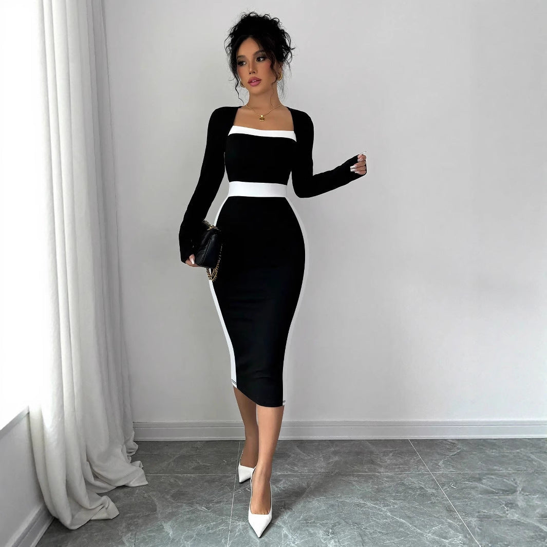 Long Sleeve Square Neck Dress