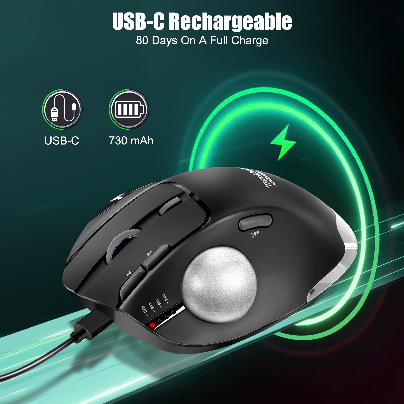 F33/F26C/F35B Trackball Mouse/ Bluetooth Ergonomic Mouse 2.4G Wireless Rechargeable Rollerball Mice for PC Office Drawing