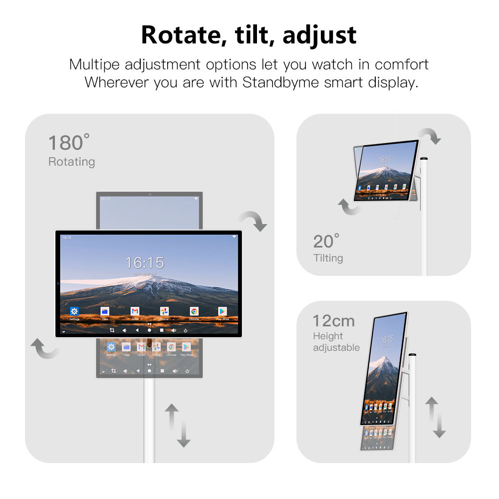 24 Inch Touch Screen 8-core CPU Android OS 128GB Rotation Monitor Built-in Battery With 13MP Camera Rollable Smart Portable TV