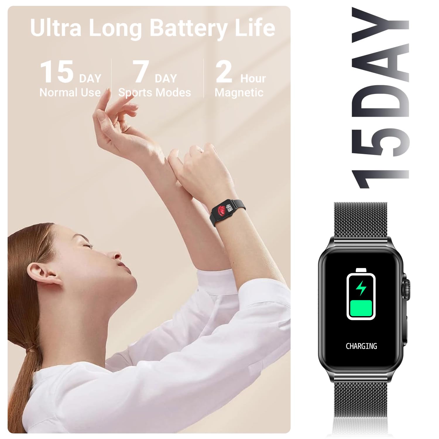 FITVII Nexa Fitness Tracker Answer/Make Calls, Smart Watch with Blood Pressure, Blood Oxygen, 24/7 Heart Rate Monitor, 120+ Sport Mode Activity Tracker with Step Counter, Sleep Tracker for Women Men