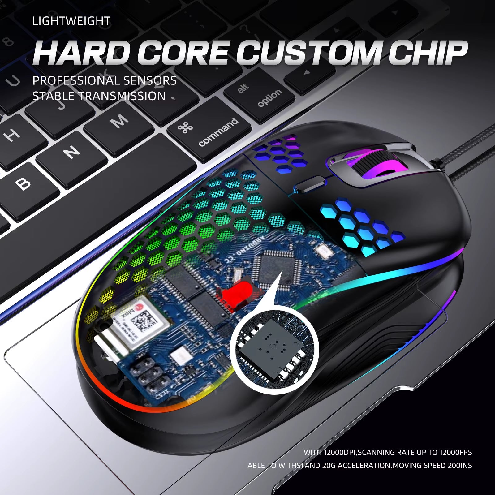 USB Wired Gaming Office Mouse Mechanical Mouse USB Illuminated Mouse 7200DPI Adjustable Optical Gaming Mouse for Desktop Laptop