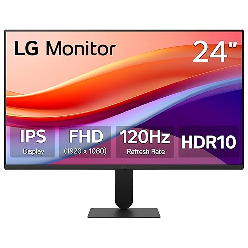 LG 24U411A-B 23.8" FHD (1920x1080) IPS Display Computer Monitor, 120Hz Refresh Rate, sRGB 99% (Typ.), USB-C, Reader Mode & Flicker Safe, Dynamic Action Sync, Black Stabilizer, Slim Stand Base, Black 24" 120Hz FHD 1920 x 1080