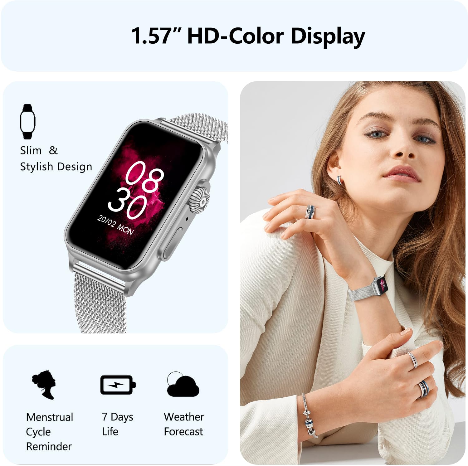 FITVII Nexa Fitness Tracker Answer/Make Calls, Smart Watch with Blood Pressure, Blood Oxygen, 24/7 Heart Rate Monitor, 120+ Sport Mode Activity Tracker with Step Counter, Sleep Tracker for Women Men