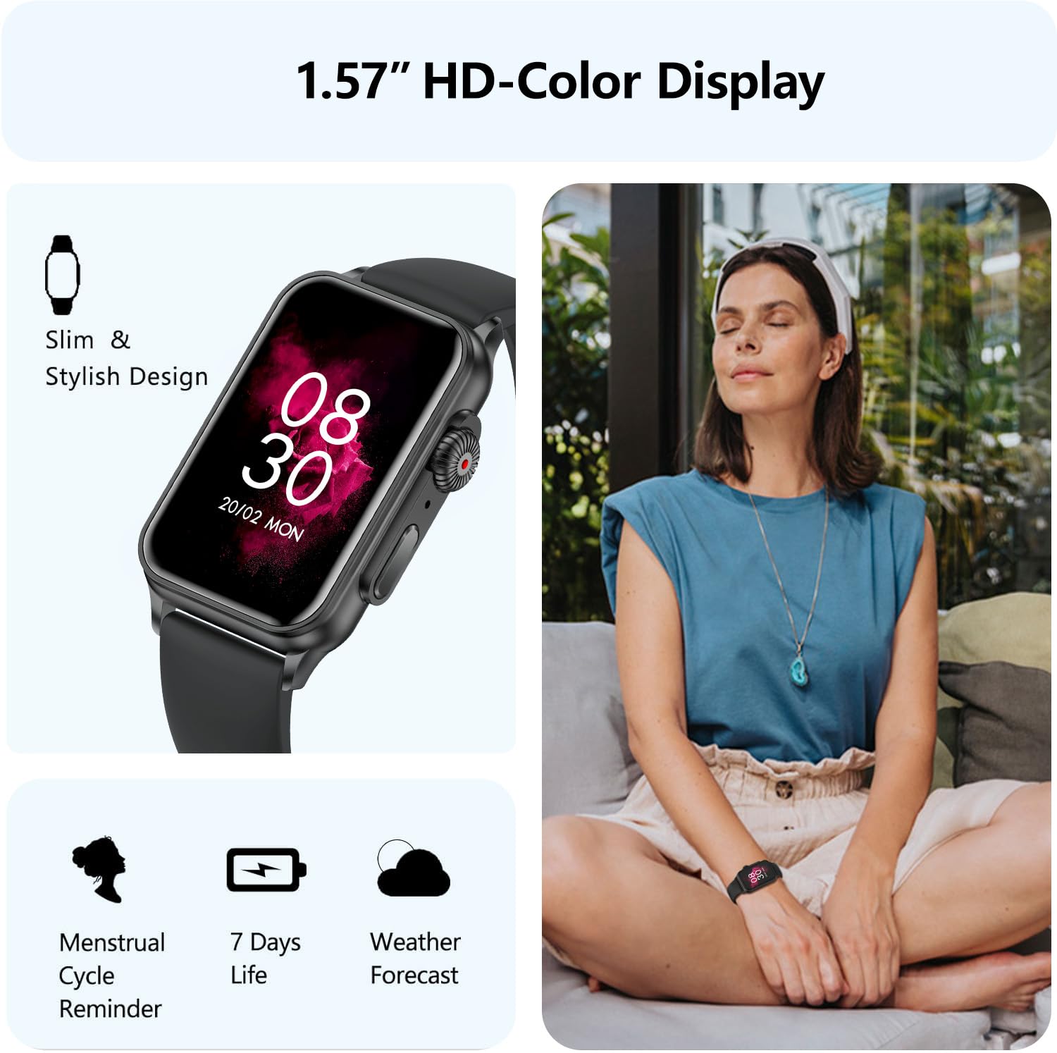 FITVII Nexa Fitness Tracker Answer/Make Calls, Smart Watch with Blood Pressure, Blood Oxygen, 24/7 Heart Rate Monitor, 120+ Sport Mode Activity Tracker with Step Counter, Sleep Tracker for Women Men