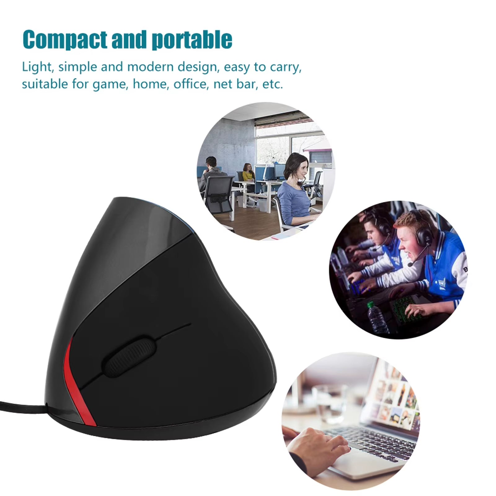 1600DPI USB Vertical Wired Mouse Ergonomic Design Wrist Rest Gaming Mice for PC Laptop Mouse Mouse for Laptop Mouse for Computer