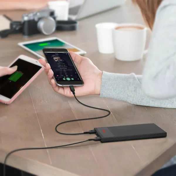 20000mAh Power Bank Ultra Thin External Battery Pack Phone Charger Dual USB Flashlight Battery Remain Display