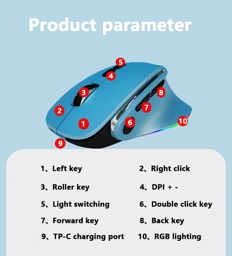 Ergonomic Dual Mode Gaming Mouse Type-C Charging Computer Accessory (For PC, Mobile Phone)