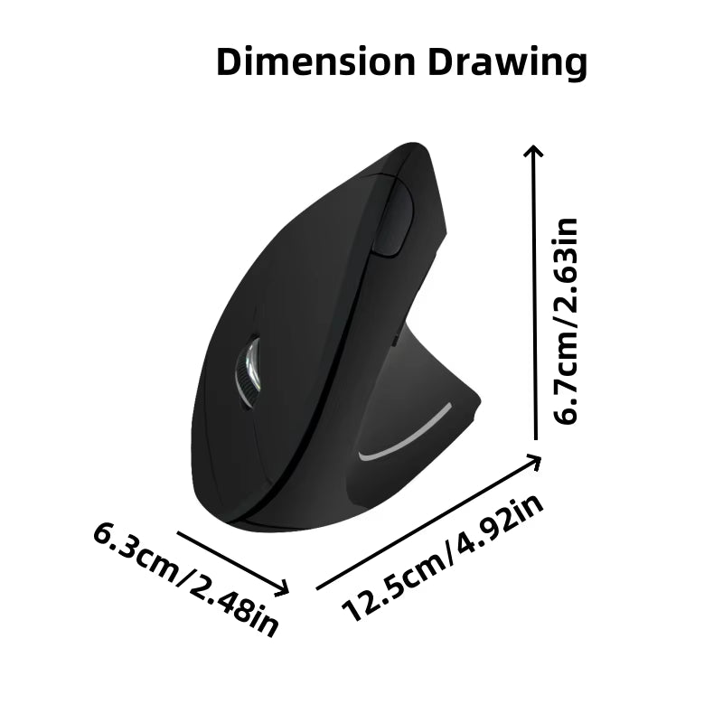 Ergonomic Wireless Mouse, Vertical Mouse 6 Buttons, Right Handed Lateral Mouse, Non-Rechargeable Mouse for PC Laptop (Battery ）