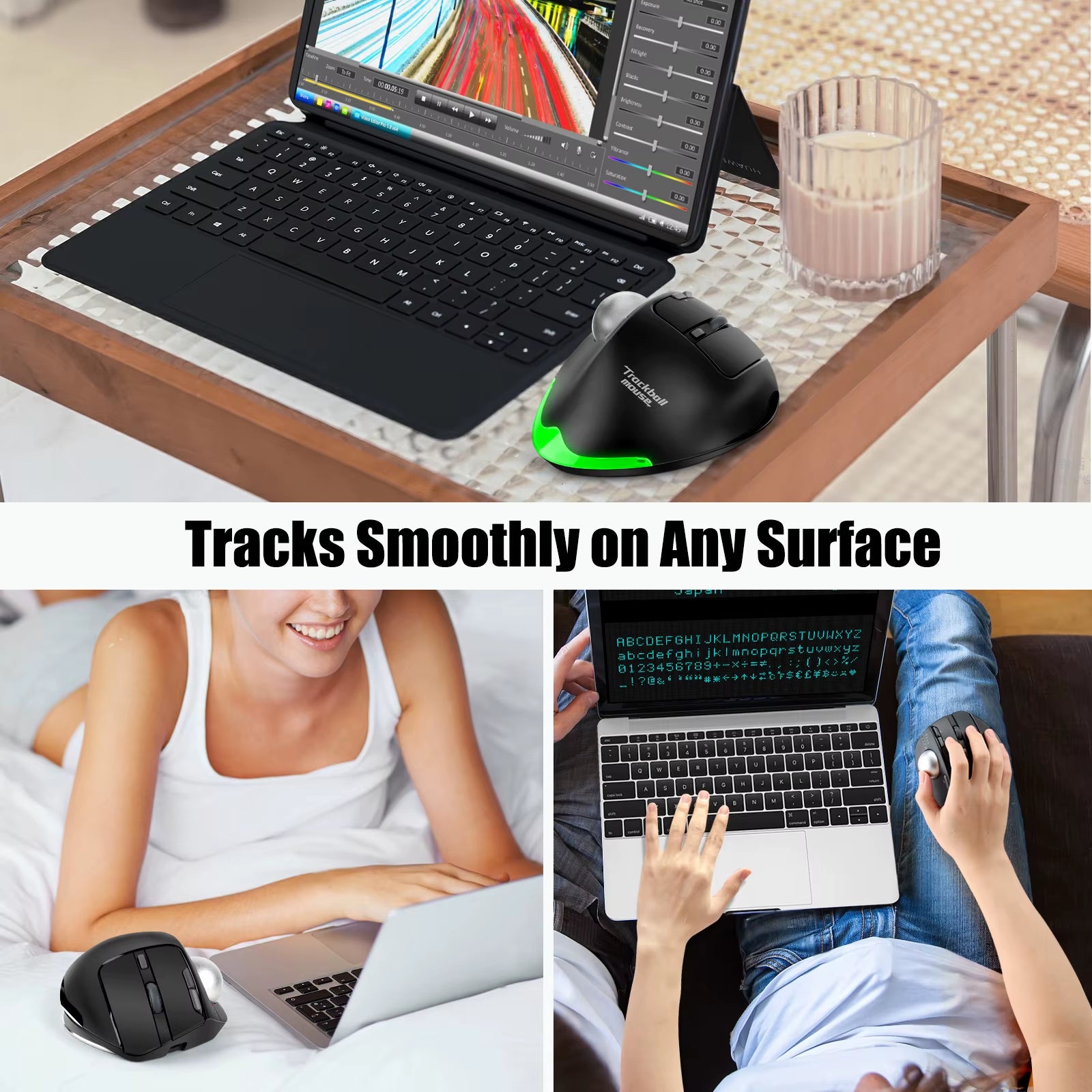 F33/F26C/F35B Trackball Mouse/ Bluetooth Ergonomic Mouse 2.4G Wireless Rechargeable Rollerball Mice for PC Office Drawing