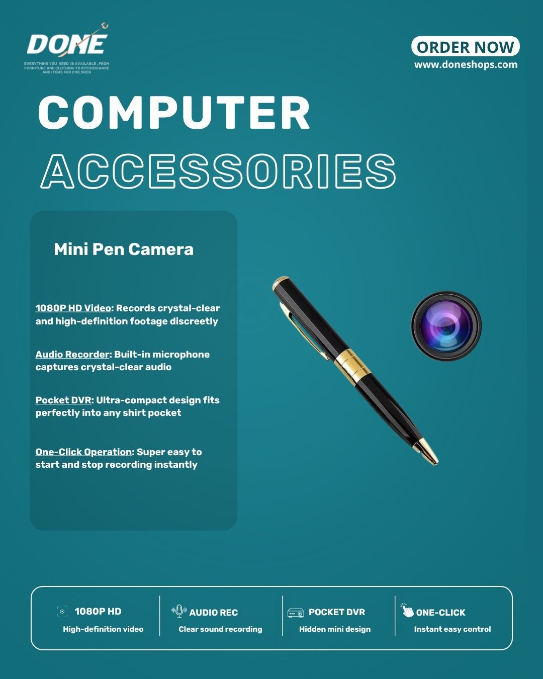 Pen Camera Cam Mini Hidden Pocket Audio Video Recorder DVR Security 1080P HD USA